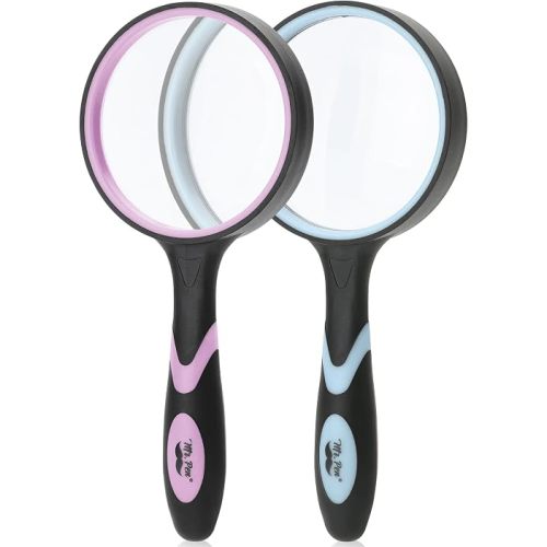 Mr. Pen- Magnifying Glass, 2 Pack, 5X Magnifier, 75mm Glass Lens, Magnifier for Reading for Close Work, Non-Slip Handheld Reading Magnifier for Kids and Seniors, Nature Exploration