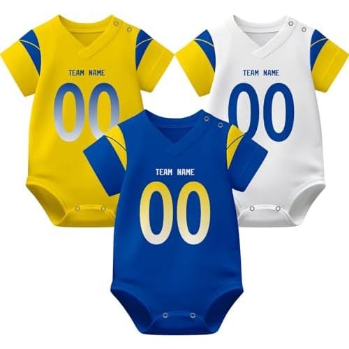 KREDE Baby Clothes Unisex Bodysuit Jersey Style Custom Name Number for Baby Boys