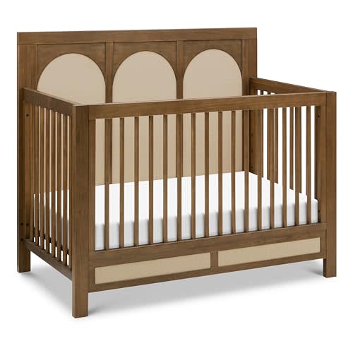NAMESAKE Eloise 4-in-1 Crib, Natural Walnut & Performance Sand Eco-Weave | GREENGUARD Gold Certified - Baby Crib Convertible to Toddler Bed, Daybed, Full-Size Bed Conversion Kit Sold Separately