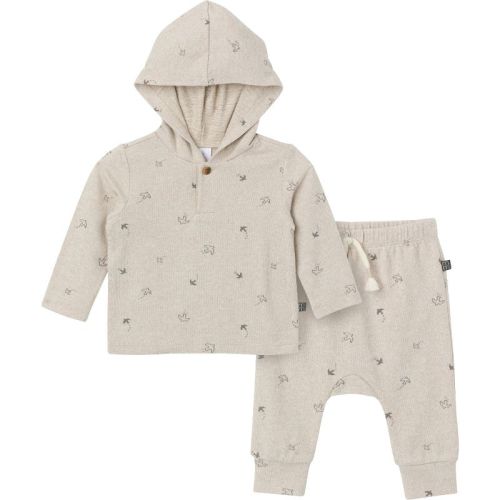 Modern Moments™ by Gerber Baby Boys' 2-Piece Hooded Brushed Hacci Set, Oatmeal Heather, 0-3 Months