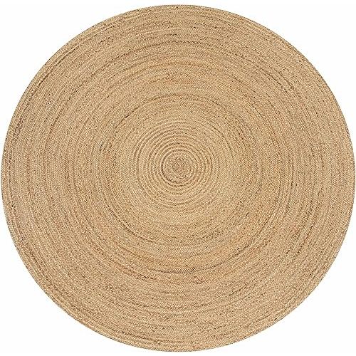 Rug Area Rugs Natural Jute 4' Round for Livingroom Bedroom Washable Reversible RagRug Braided Carpet Farmhouse Kitchen Indoor Outdoor Area Runner Mat for Hallway, Entryway,Garage, Patio