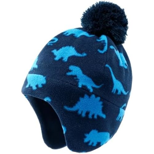 Duoyeree Kids Beanie Hat for Boys Girls Pom-pom Kint Hats Cozy Lining Winter Skull Cap