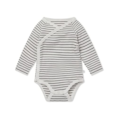 MORI Baby Long Sleeve Kimono Bodysuit for Boys and Girls - Viscose from Bamboo - Infant Romper with Nickel Free Poppers