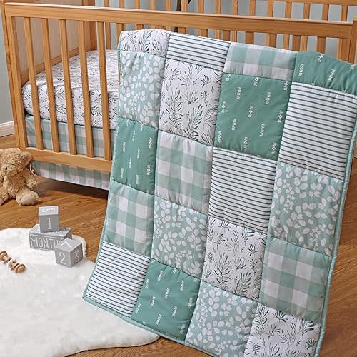 The Peanutshell 3 Piece Baby Crib Bedding Set for Boys & Girls - Newborn, Infant & Toddler Nursery Bed Set Decor with Fitted Crib Sheet, Dust Ruffle, Comforter