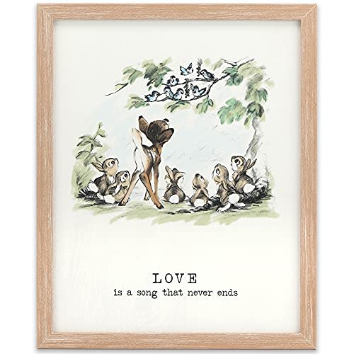 Disney Bambi Framed Wall Decor - Love is a Song That Never Ends - Classic Bambi Wall Art for Home Decorating