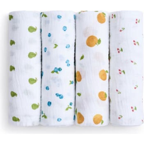 4-Pack 100% Organic Cotton Muslin Swaddles