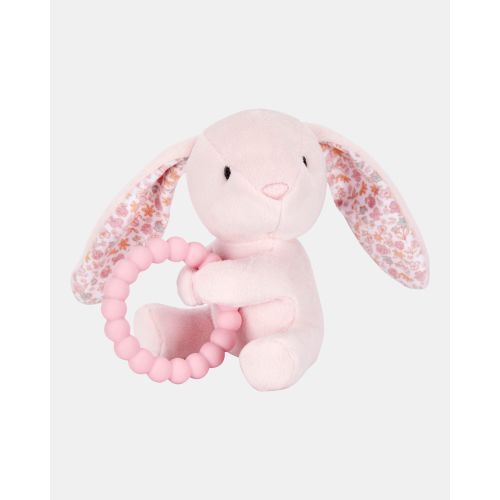 Baby Girl Bunny Plush With Teether - Pink