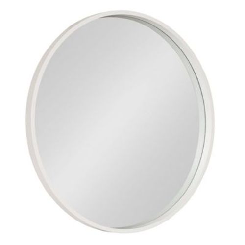 Kate and Laurel All Things Decor 26" x 26" Travis Round Wood Accent Wall Mirror White: Modern MDF Framed, No Assembly Required