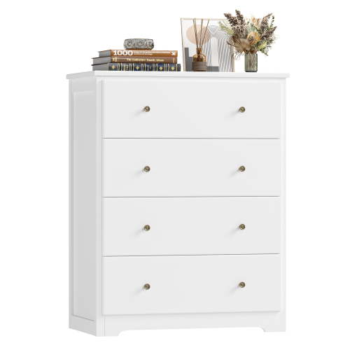 "Homfa Narrow Dresser, 4 Drawer Organizer for Bedroom Storage, White Finish, 29""x15.7""x37"
