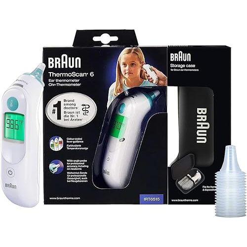 Braun ThermoScan 6 Ear Thermometer with Color-Coded Digital Display, ExacTemp Stability Indicator, Baby and Infant Friendly, No. 1 Brand Recommended by Pediatricians, IRT6515
