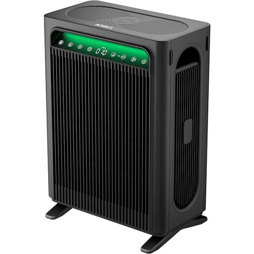 KNKA Air Purifier for Home Bedroom Large Room Up to 1,695 Ft² in 1 Hr, HEPA Air Cleaner with Washable Pre-Filter, AQI Display, ECO Mode, Sleep Mode, Pet Mode for Pets, Dust, Pollen, APH4000, Black
