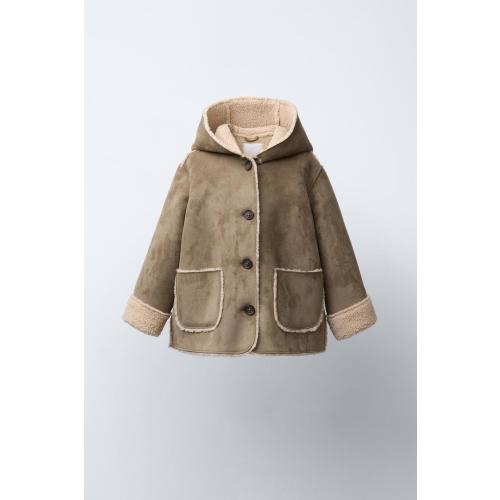 DOUBLE-FACED FLEECE COAT - Light khaki | ZARA United States