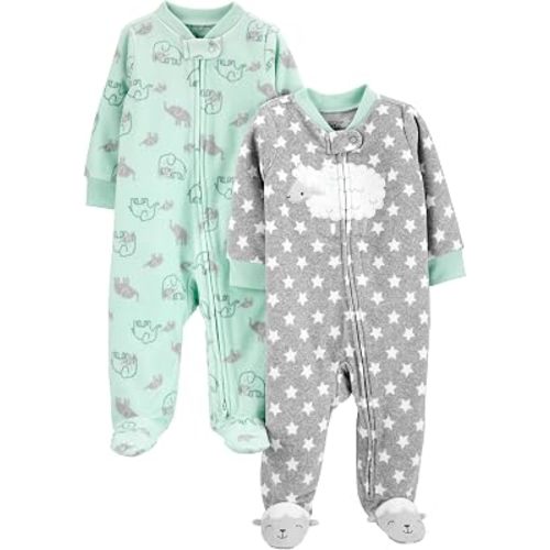 Simple Joys by Carter's Unisex Baby 2-pack Neutral Fleece Footed Sleep and Play