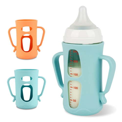 Silicone Sleeves for Pigeon Baby Bottles 5.4oz,Silicone Bottle Sleeve with Handles, Anti-Breakage Cover for Glass Baby Bottle, Shock Absorbing Bottle Holder with Easy-Grip Handles 2 Pack