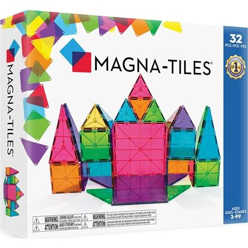 MAGNA-TILES Classic 32-Piece Magnetic Construction Set, The Original Magnetic Building Brand