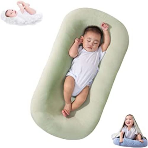Baby Lounger Pillow Soft Organic Cotton Breathable Lounger for 0-18 Months, Newborn Lounger for Baby, Baby Lounger for Newborn (Green1)