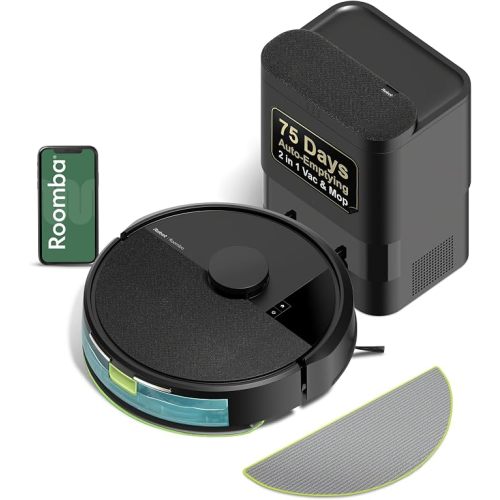 iRobot Roomba 105 Combo Robot Vacuum & Mop with AutoEmpty Dock - Self-Empties for 75 Days, Intense Power-Lifting Suction, LiDAR Navigation, Multiple Cleaning Modes, Avoids Mopping Carpet