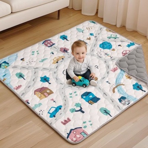 GOTGELIF 50"x50" Extra-Thick Cushioned Foam Baby Play Mat Foldable & Non-Slip Tummy Time Mat