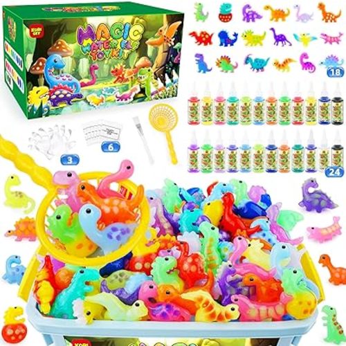Magic Water Elf Toy Kit, Squishy Maker, Aqua Fairy Water Gel Kit with 24 Magic Gels, 18 Dinosaur Molds, Magic Water Gel Kit, Magic Elf Water Toy, Birthday Gifts, DIY Crafts for Kids