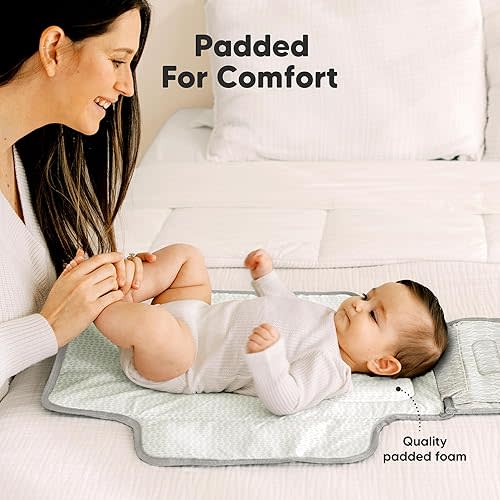 KeaBabies Portable Diaper Changing Pad, Travel, Car - Large Waterproof Baby Changing Mat, Wipeable, Padded, On The Go Travel Diaper Clutch Bag, Easy to Use Pockets for Newborn Essentials (Prism)