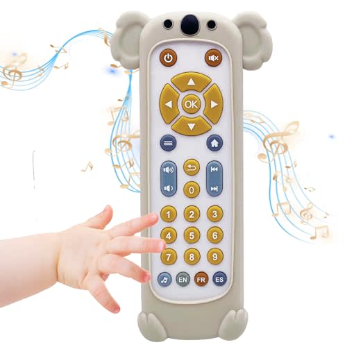 Soft Silicone Musical Teething Toys for Toddlers, Babies, Boys, Girls, 6-12 Months Baby Remote Control Shape Molar Teether Chew Toys Set Gift (Koala)