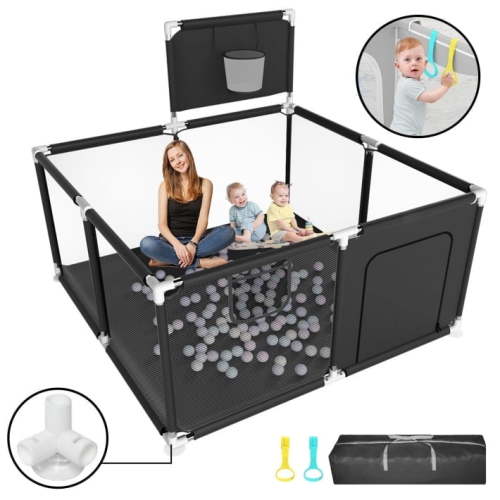 HioHa Baby Playpen, Baby Playard with Basketball Hoop, Portable Play Yard Baby Fences for Infant Toddler