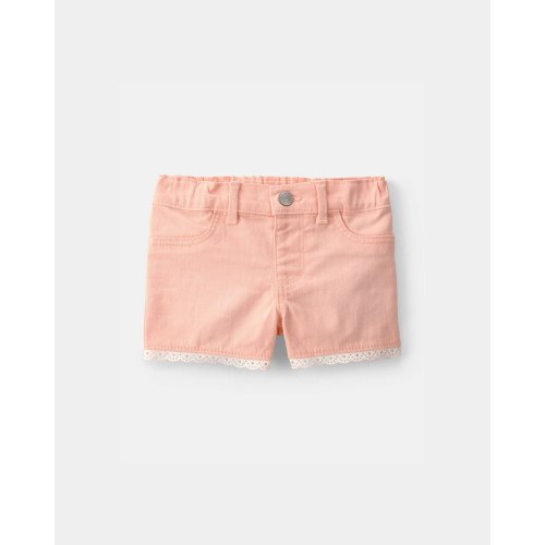 Baby Girl Eyelet Trim Twill Shorts - Peach - OshKosh B'gosh | Carter's