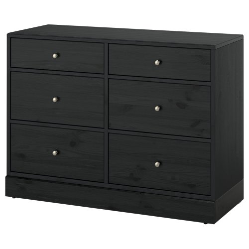 HAVSTA 6-drawer dresser - black 47 5/8x18 1/2x35 "