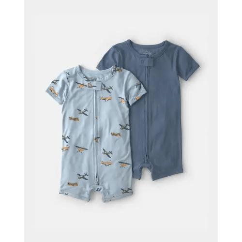 Baby Boy 2-Pack PurelySoft™ Vintage Plane Rompers - Blue | Carter's