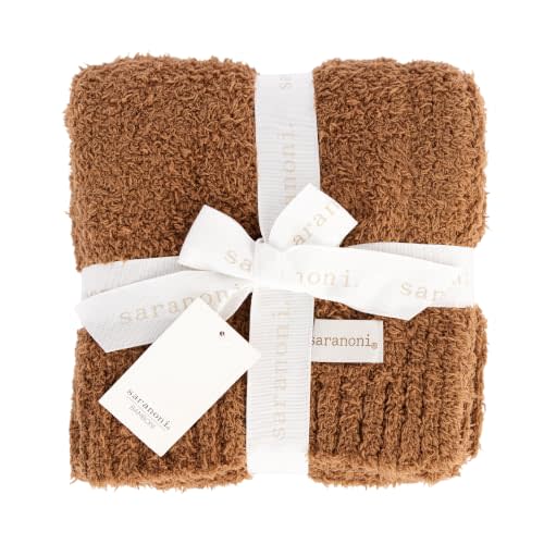 Saranoni Bamboni Luxury Baby Blanket | Cozy & Soft Plush Receiving Blankets | Perfect for Girls & Infant Baby Boy Blankets | Caramel - 30” x 40"