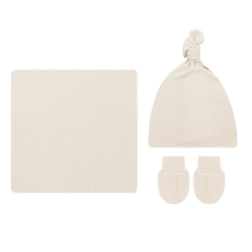 Cove Ribbed Newborn Hat|Swaddle|Mitt Bundle