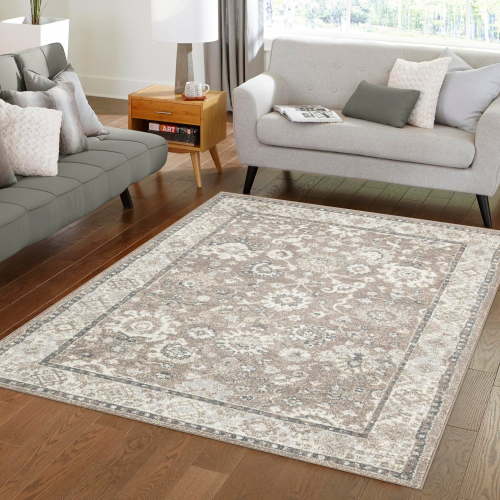 Unique Loom Penrose Collection Area Rug - Krystle (5' 3" x 7' 9" Rectangle Beige Brown/Ivory)