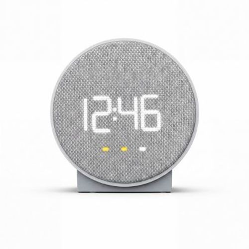 Round Time Table Clock Gray - Capello: Modern ABS Nightstand Alarm with USB Port, LED Display, 3 Brightness Levels