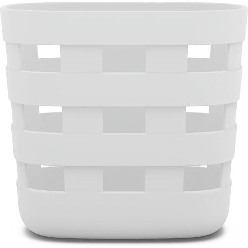 Lalo Bath Time Storage Bin - Keep Items Organized & Dry with Non-Toxic Plastic, Easy Cleanup, Removable Drying Bin, Woven Baby Organizer, Secure Wall Attachment, 9 x 5.5 x 8.5 in - Coconut