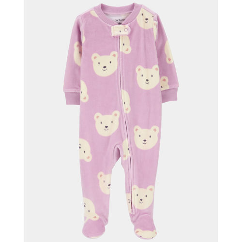 Baby Girl Bear Print Loose Fit Long-Sleeve Sleep & Play Pajamas - Purple | Carter's