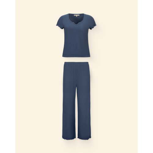 Ribbed Modal Tee & Pant Set | Light Navy - Kindred Bravely