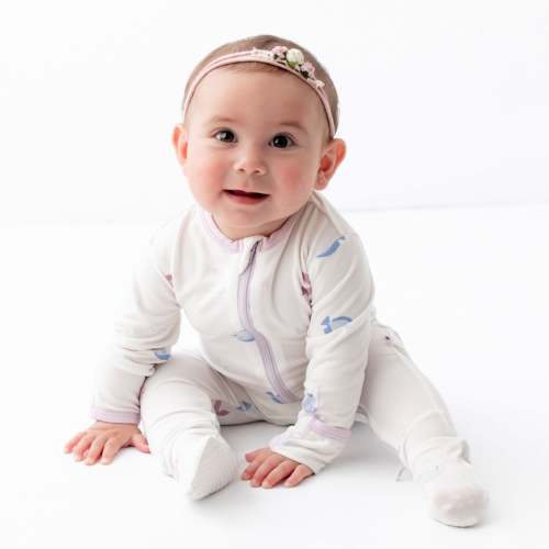 Lavender Fish Zippered Footie