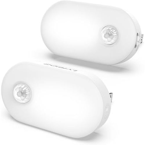 Lyridz 120 Lumens Ultra Bright Plug-in Motion Sensor Night Light, 2-Pack