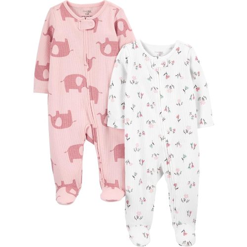 Simple Joys by Carter's Baby-Girls 2-Pack 2-Way Zip Thermal Footed Sleep and PlayBaby and Toddler Sleepers
