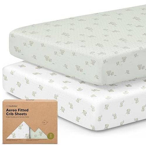 KeaBabies 2-Pack Fitted Crib Sheets for Boys, Girls, Baby - Soft Bamboo Viscose Cotton, 52x28 Standard Crib Mattress Sheets, Toddler Bed Mattress Cover, Gender Neutral, Breathable, Durable (Elly)