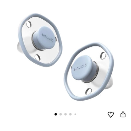 Emulait Baby Pacifier 2-Pack – Soft Silicone Newborn Pacifiers for Breastfed Babies, Orthodontic Shape, 0–6 Months, Blue