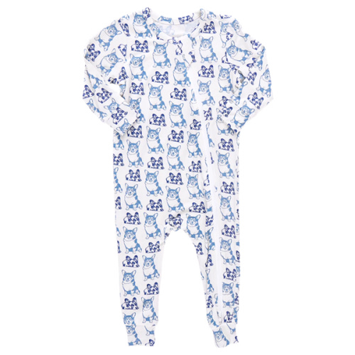 Baby Spring Bamboo Romper – Blue Corgi