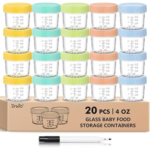 20 pcs Baby Food Storage Containers 4 Oz Small Glass Jars with Lids