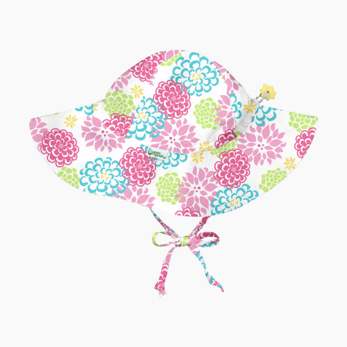 i play by Green Sprouts Brim Sun Protection Hat - White Zinnia, 9-18 Months