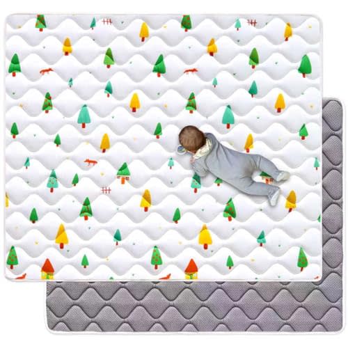 Odorless Premium Foam Baby Play Mat 50" x 50", Soft Microfiber Fabric Crawling Mat for Floor- Comfortable and Hypoallergenic, Non-Slip Cushioned Floor Playpen mat for Infants,Babies,Toddlers