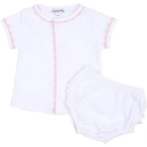 Baby Joy Ruffle Diaper Cover Set with Pink Crochet Trim