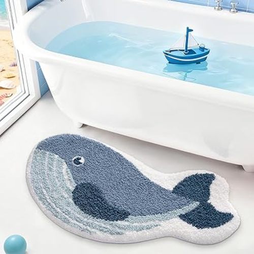 LUMI Cute Animal Bathroom Rugs, Soft Absorbent Non Slip Bath Mats, 20"x35"