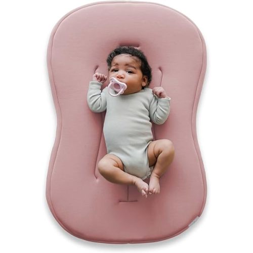 Snuggle Me® Baby Lounger Curve (0-6 Months) - Premium Organic Cotton with Foam Core, Machine-Washable Cover, Buttery-Soft & Breathable Infant Lounger with Travel Bag (30 in x 20 in x 1.9 in) - Gumdrop