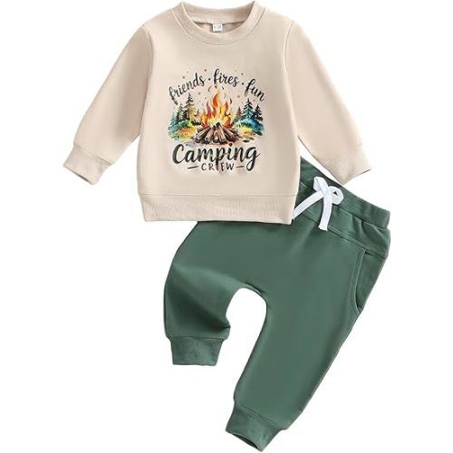 Hekkomird Baby Boy Girl Fall Outfits Cute Letter Print Long Sleeve Sweatshirt Elastic Pants Infant Newborn Winter Clothes