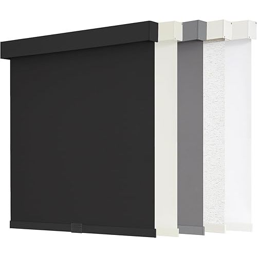 AOSKY Blackout Roller Shades Cordless Blinds for Windows, Free-Stop Shades with Valance, Thermal Insulated Fabric, UV Protection, Natural Woven Blinds for Home and Office (38" W x 72" H, Black)